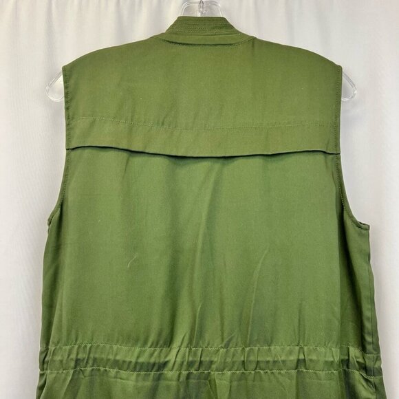 Gap Womens Vest Jacket Green Open Flap Pockets Drawstring Waist Band Collar S - Picture 6 of 11